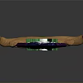 Fantasy Sword Weapon Design Featuring Purple Blue Star Pattern Green Accents And Wooden Handle