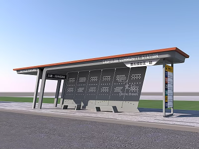 Bus platform gray simple 3d model