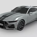 Silver Modern Sports Car With Black Stripes Black Wheels And Rear Spoiler