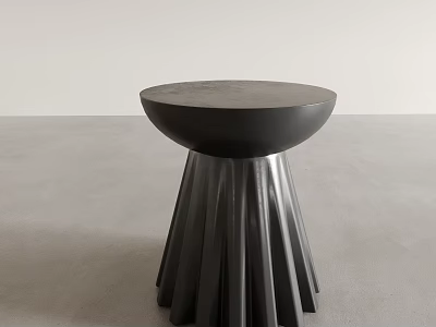 Sleek Modern Black Round Side Table With Fluted Base And Minimalist Design 3d model