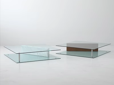 Modern Transparent Glass Coffee Table With Square Shape And Minimalist Design 3d model