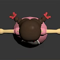 3D Game Movie Character With Brown Pigtails Pink Dress White Apron Red Bow And Red Shoes