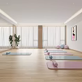 Modern Yoga Studio Interior With Mats Blocks Mirrors And Plants