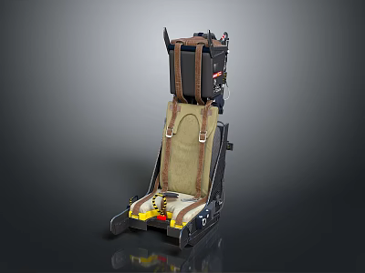 Ergonomic Office Chair With Black Frame Beige Fabric Straps And Yellow Accents 3d model