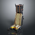 Ergonomic Office Chair With Black Frame Beige Fabric Straps And Yellow Accents