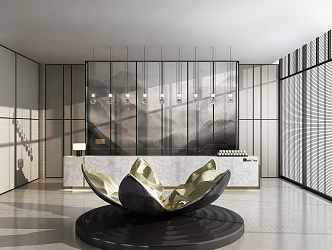 Modern Front Desk Sales Office Front Desk 3d model