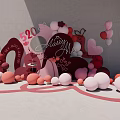 Romantic Love Celebration Decor With Pink White Balloons Heart Shaped Signs And Always Me Lettering