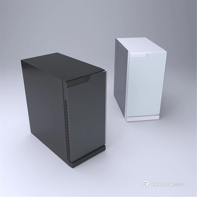 Sleek Black And White Desktop Computer Cases With Modern Design And Smooth Finish 3d model