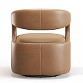 Brown Leather Single Sofa With Modern Design Curved Armrests And Sleek Shape 3d model