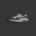 Worn Beige And Gray Casual Sneakers With White Laces And Mesh Design