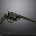 Vintage Revolver With Engraved Wooden Grip And Metal Barrel Old Fashioned Firearm Design