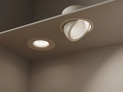 Two Modern Recessed Ceiling Lights With White Finish For Home Interior Illumination Design 3d model