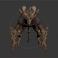 Grotesque Mythical Creature With Distorted Organs And Tangled Spiky Hair Texture 3d model