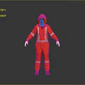 Red Fire Safety Clothing With Yellow Helmet And Reflective Stripes Worn By Person