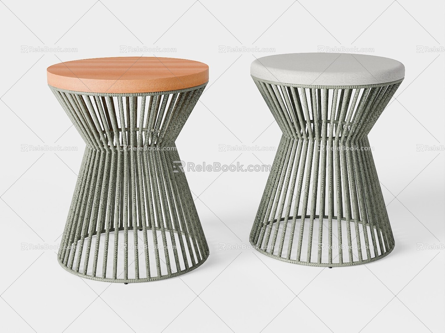 Banco rattan outdoor round stool 3d model