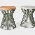 Banco rattan outdoor round stool 3d model