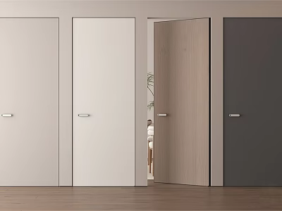 Modern Hinged Doors In Various Colors With Open View Of Interior Space 3d model