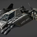 Black Fighter Spaceship With Number 24 HRC2421 Marking Missiles And Cannons