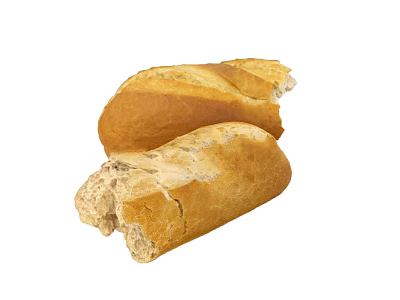 Freshly Baked Golden Crusty Bread Loaves with Soft Interior and Bite Marks 3d model