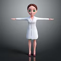 Female Game and Movie Character in White Doctor Coat with Arms Outstretched