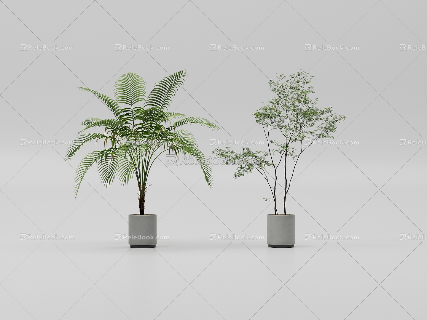 Green plant simple potted plant ornaments 3d model