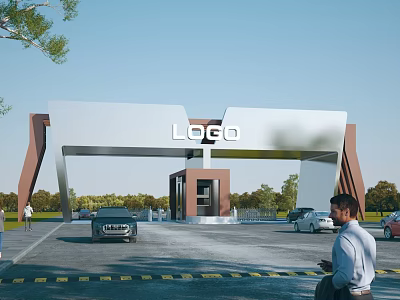 Modern Gate Gate Building Factory Gate Guard Recorder Room Gate Entrance Park Gate Gate Gate 3d model