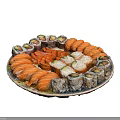Assorted Fresh Sushi Platter with Salmon Avocado and Crab Rolls