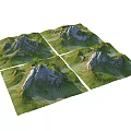 Green Mountain Garden Landscape Design With Four Sectional Models And Lush Vegetation