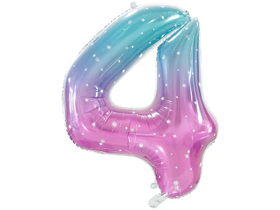 Aluminum Foil Gradient Number 4 Balloon With White Dots For Celebrations 3d model