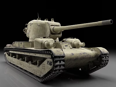 Vintage Military Tank 3D Rendered Side View With Weathered Exterior And Cannon Barrel 3d model