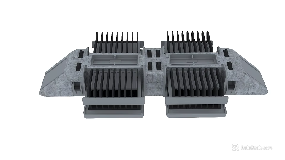 Industrial Equipment With Parallel Fin Arrays And Gray Metal Frame Components 3d model 