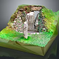 Ancient Stone Structure Scene With Green Grass Mossy Walls And Standing Stones