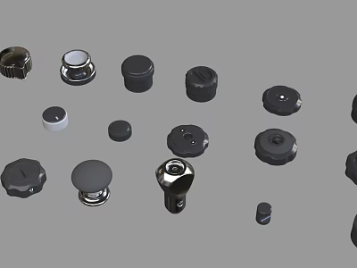 Multiple Black And Silver Switch Panel Knobs In Various Styles For Home Electrical Use 3d model