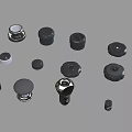 Multiple Black And Silver Switch Panel Knobs In Various Styles For Home Electrical Use 3d model