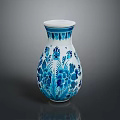 Blue And White Ceramic Vase With Delicate Floral Pattern For Home Decor