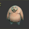 Fat Shirtless Bearded Man 3D Model With Funny Expression On Gray Background 3d model