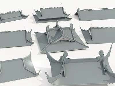 Classic Chinese Architectural Components With Ornate Roof Eaves And Traditional Design Elements 3d model