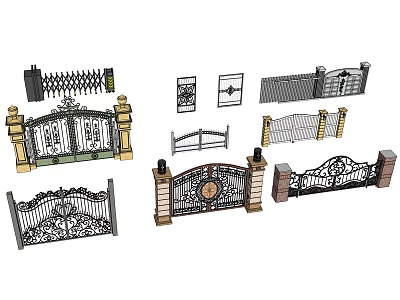 Ornate Wrought Iron Entrance Gates With Intricate Patterns And Decorative Details 3d model