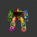 Yellow And Black Robot Warrior Character With Mechanical Armor Standing Pose