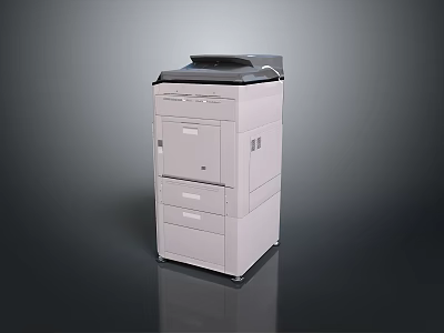 Modern White Multifunction Office Printer Featuring Control Panel And Multiple Drawers 3d model