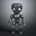 Black Metallic Robot Figure With BOT Chest Design And Humanoid Structure 3d model
