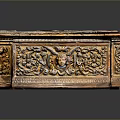 Exquisite Wooden Chest With Intricate Sculptural Carvings Classical Floral Patterns And Human Head Motif