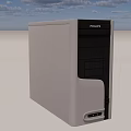 Modern Fujitsu Desktop Computer Tower with Silver Black Exterior and Front Panel Ports 3d model