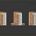 Modern Multi Storey Residential Buildings With Orange And White Exterior Facade Design