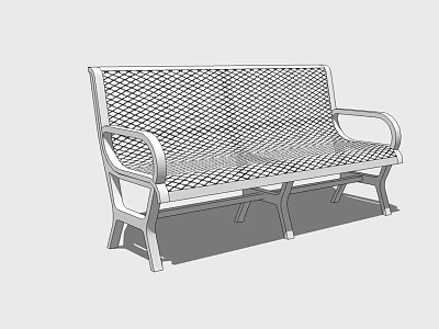 Modern Style Landscape Bench with Metal Mesh Design and Armrests for Outdoor Use 3d model