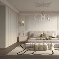 Elegant Modern Bedroom Interior Design With Bedside Tables Chandelier Wall Lamps And Accent Chair
