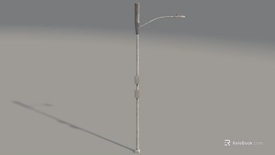 Modern Urban Road Street Light With Curved Arm And Square Pole Structures 3d model 