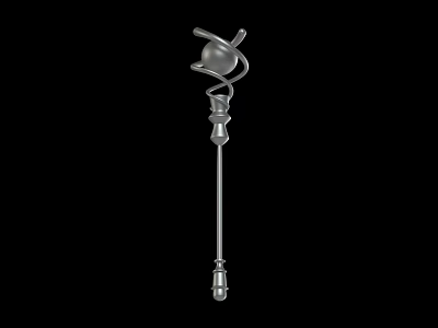 Ancient Metallic Ornate Long Handled Weapon With Intricate Top Structure 3d model