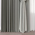 Elegant Gray Flowing Curtains With Sheer Layers And Decorative Tiebacks 3d model