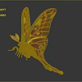 Colorful Butterfly With Red Yellow Purple Patterned Wings On Gray Background